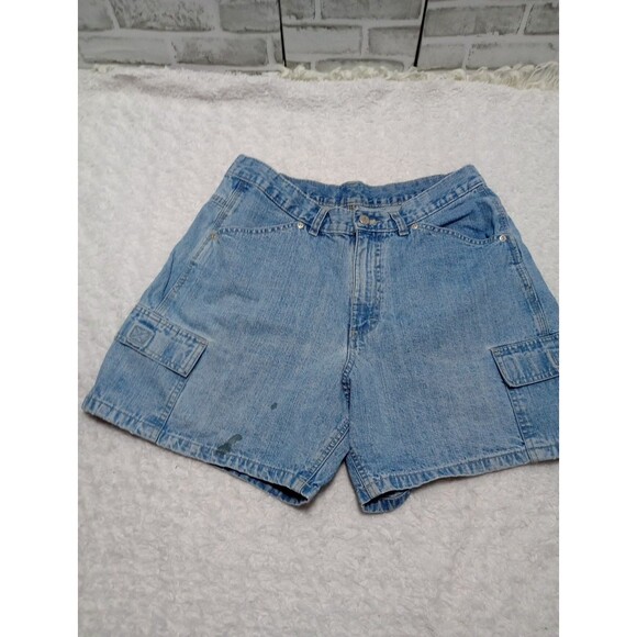 Vtg Riders Womens 12M Blue Cotton Denim Cargo Shorts - Picture 2 of 9